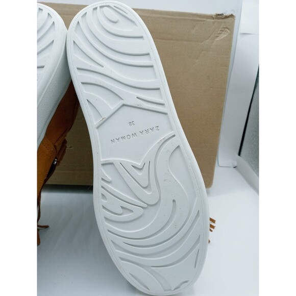 Zara Suede Fringe Sneaker in Deep Caramel size 7.5 - Picture 5 of 12